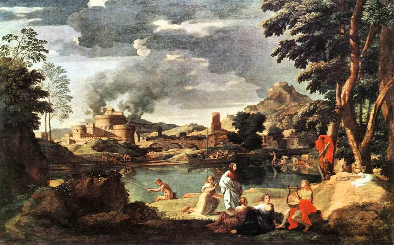 Nicolas Poussin“Landscape with Orpheus and Euridice”1650 #Poussin