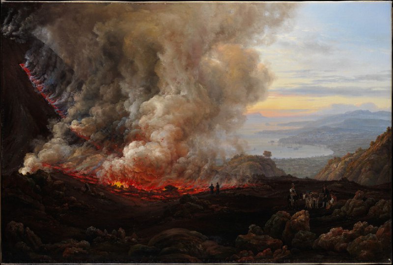 An Eruption of Vesuvius (1824). By Johan Christian Dahl (Norwegian, 1788 – 1857). Oil on canvas, 94 x 139.1 cm.Hd