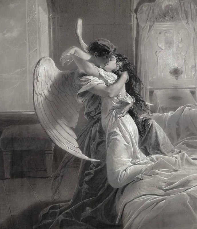 قيل ان امرأة كانت ماشية بين الرصافة والجسر من بغداد فمرّ بها فتىً فافتتن بها فقال رحم الله علي بن الجهم فقالت رحم الله ابا العلاء المعري ثم سارت. اراد الفتى بما قال بيت علي