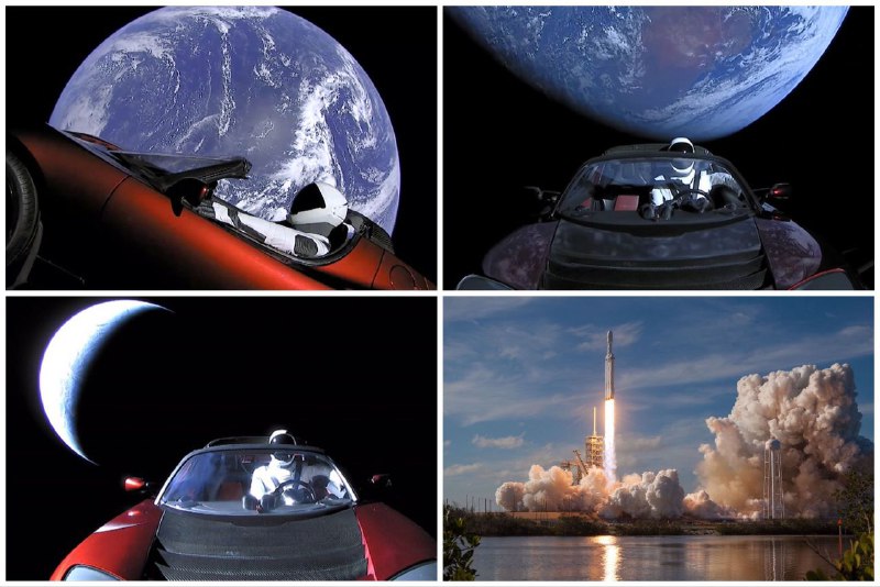 في 6 فبراير عام 2018م، تم إرسال سيارة رودستر حمراء من صنع شركة تيسلا، لتسبح في الفضاء دون وضع خطة لإرجاعها، وهذا ما جعلها تسير في العدم دون وجود وجهة محددة مما قد يجعل رحلتها الفضائية تستمر لملايين السنين!.وكاجراء احترازي، تم ثتبيت دمية في مقعد السائق بدل إنسان حي.😂