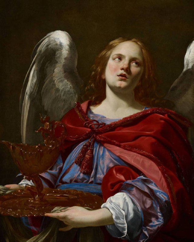 𝐀𝐧𝐠𝐞𝐥 𝐇𝐨𝐥𝐝𝐢𝐧𝐠 𝐭𝐡𝐞 𝐕𝐞𝐬𝐬𝐞𝐥 𝐚𝐧𝐝 𝐓𝐨𝐰𝐞𝐥  𝐛𝐲 𝐒𝐢𝐦𝐨𝐧𝐕𝐨𝐮𝐞𝐭 (𝟏𝟔𝟐𝟕)